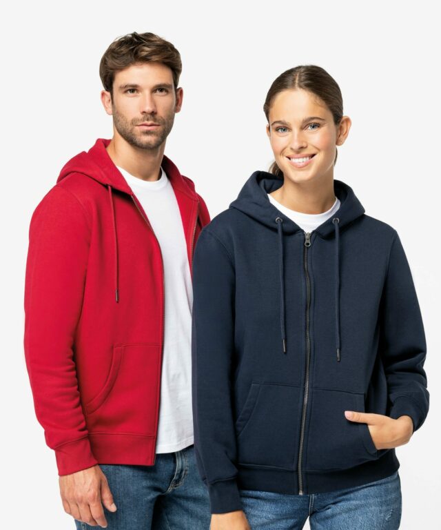 Sweat zippé unisexe premium en coton bio